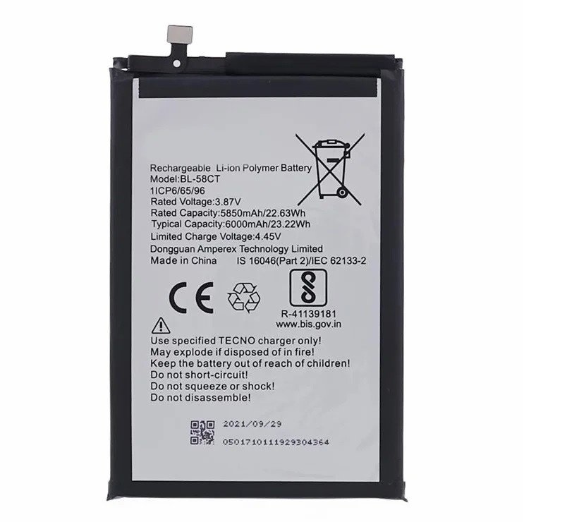 Premium battery for Tecno Spark 7T 6000mAh