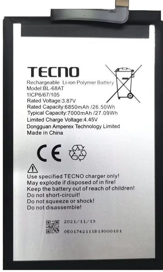 Premium battery for Tecno POVA 2 (LE7)