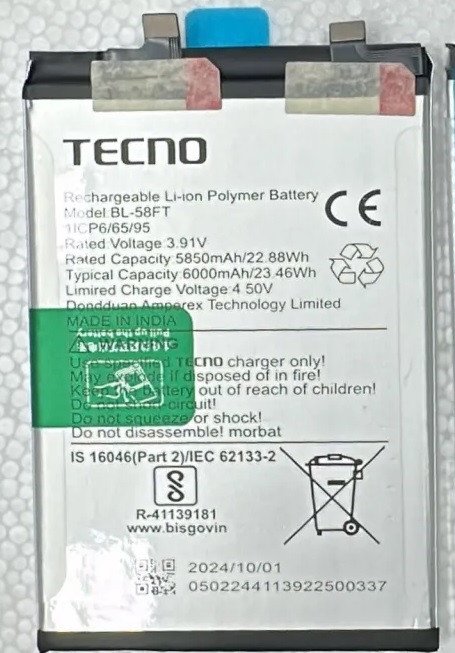 Premium battery for Tecno Pova 6 BL-58FT 6000 mah